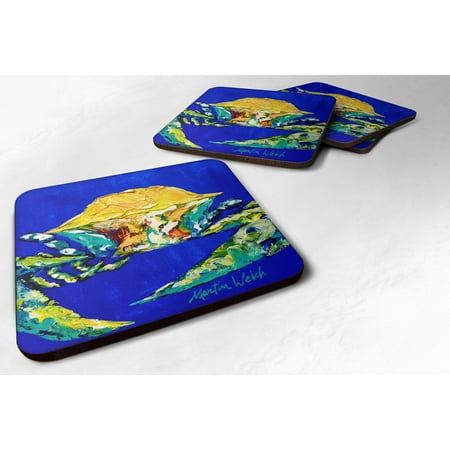 

Caroline s Treasures MW1064FC Crab Tight Quarters Foam Coaster Set of 4 3 1/2 x 3 1/2 multicolor