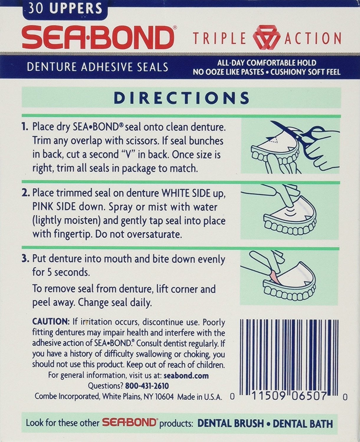 Sea-Bond® Original Denture Adhesive Seals for Uppers, 4 pk / 30 ct - King  Soopers