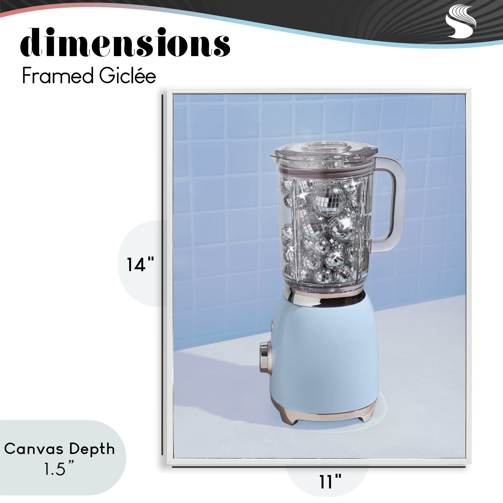Stupell Industries Disco Drink Mixer over Blue White Framed Giclee Art, design by LISH Creative