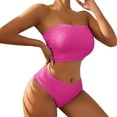 thumbnail image 1 of Women Swimsuits Special Fabric Solid Color Strapless Split Bikinis Red Womens Bathing Suits M, 1 of 5