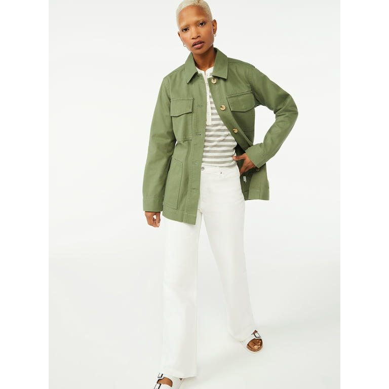 Free Assembly Women's Button-Front Utility Jacket - Walmart.com