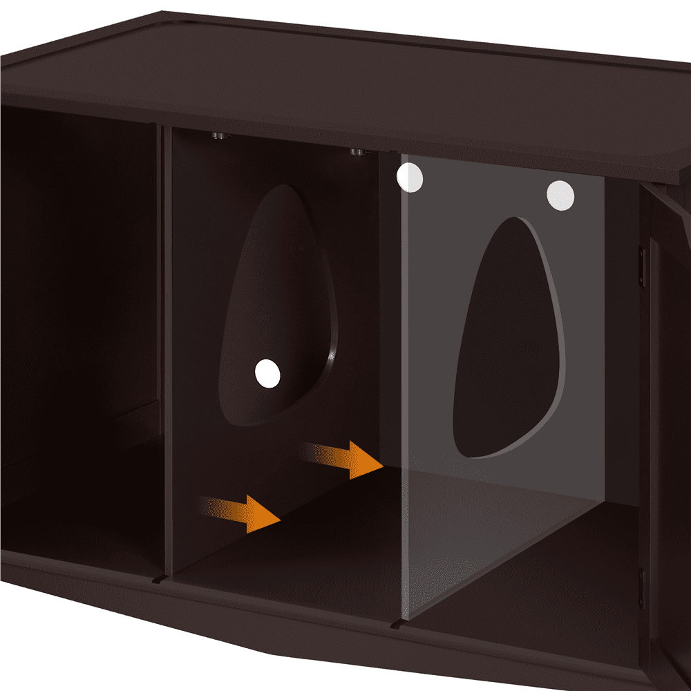 Renwick Wooden Cat Litter Box with Divider, Espresso