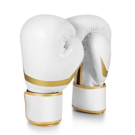 Flexzion Durable Boxing Gloves with Superior Protection for Training, 10 oz, White