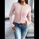thumbnail image 5 of Suéter Tipo Cárdigan de Cuello Redondo Ajustado para Mujer, con Botones y Prenda Básica de Punto Albaricoque S, 5 of 9