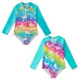 thumbnail image 3 of Xmarks Baby Kids Girls Long Sleeve Rashguard Swimsuit Zip Up One Piece Swimwear 1-12 Years Girls UPF 50+ Sun Protection Bodysuit Swimsuit Quick-Dry Swimwear, 3 of 7