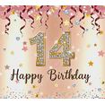 thumbnail image 3 of Sparkling 14th Birthday Backdrop Banner with Glittery Stars and Swirls Happy Birthday Party Decorations Photography Props Party Supplies Background, 3 of 7