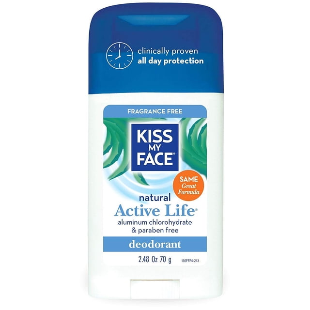 Kiss My Face Desodorante en barra Active Life sin aluminio ni parabenos, sin fragancia - 2.48 oz - paquete de 2