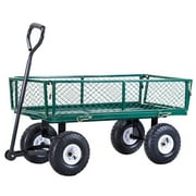 Gymax Heavy Duty Lawn Garden Utility Cart Wagon Wheelbarrow Steel Trailer