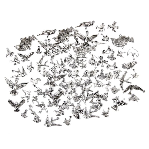 100 Pieces Assorted Birds Alloy Pendant Charm DIY Making Jewelry Findings for Necklace Keyring Pendant