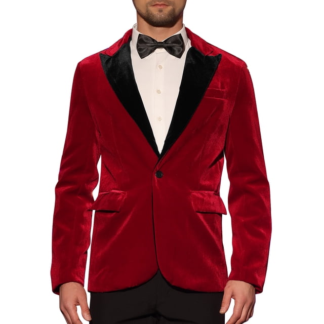 Chaqueta de traje de terciopelo INSPIRE CHIC para hombres, blazer de terciopelo burdeos con solapa en contraste para bodas y fiestas