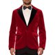 thumbnail image 1 of Chaqueta de traje de terciopelo INSPIRE CHIC para hombres, blazer de terciopelo burdeos con solapa en contraste para bodas y fiestas, 1 of 5