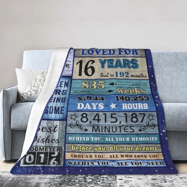 LHSHID Sweet 16th Birthday Gift Throw Blanket Soft Fuzzy Fleece Blanket For Couch Bed Living Room Decoration 50x60in