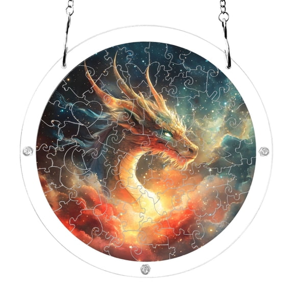 Nebula Dragon Acrylic Jigsaw Puzzles 83 Pieces Suncatcher for Window Hanging 7.5 Inch Holiday Home Decor