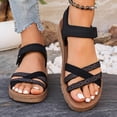 thumbnail image 2 of Rotm Comfortable Dress Shoes for Women Women's Cork Footbed Slide Sandals with Arch Support Summer Leather Flat Sandals with Adjustable Buckle Black,6.5, 2 of 6