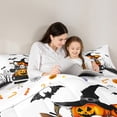 thumbnail image 4 of Feelyou Horror Ghost Child Bedding Comforter Set 7pcs, Pumpkin Bat Print Queen Bedding Sets, Gothic Halloween Theme Reversible Queen Sheet Sets, Lightweight Room Decor, 4 of 7
