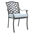 thumbnail image 2 of iPatio Stylish Outdoor Aluminum 5-Piece Round Dining Set: Weather-Resistant, Durable, Lightweight, Modern Design Patio Furniture Set with 4 Armchairs and Round Table (Espresso brown, Light blue), 2 of 7