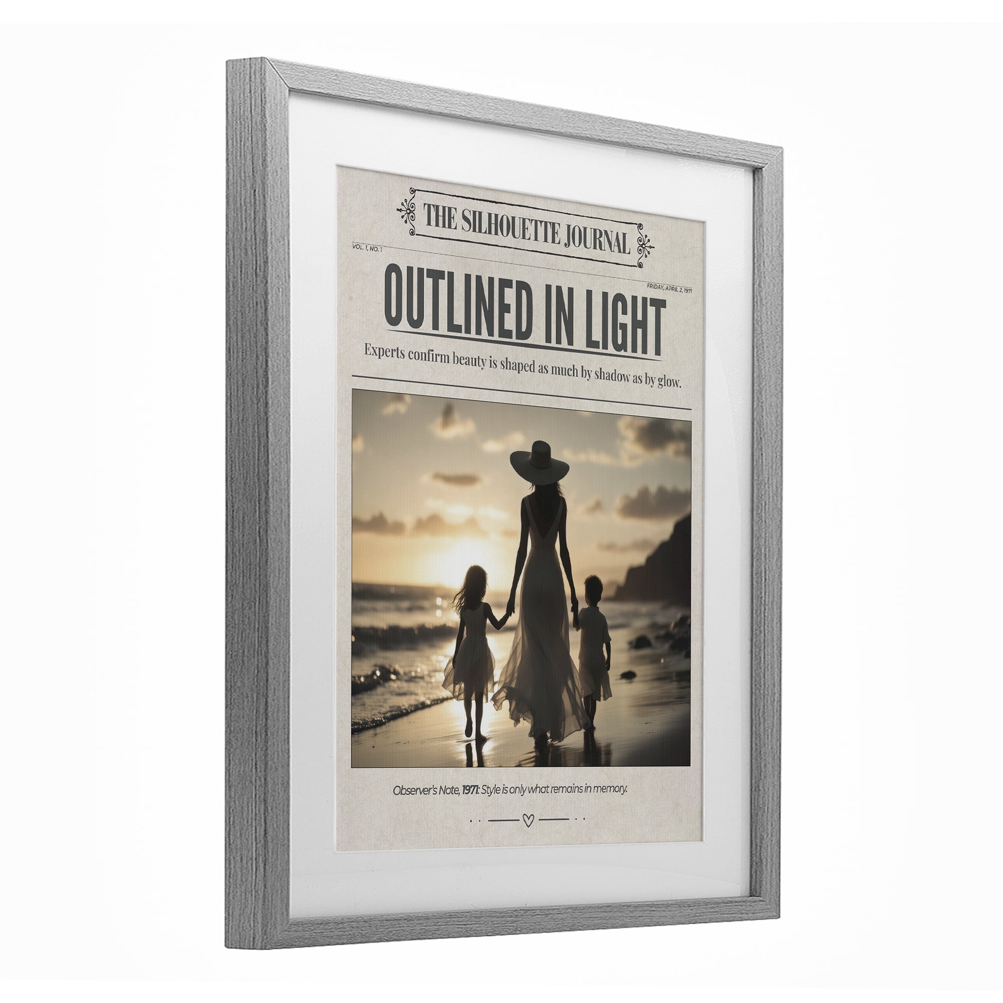 Stupell Industries Outlined In Light Newspaper Gray Framed Print Under Glass, design by A Barefoot Stylist