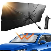 Anpro Car Sun Shade Windshield Umbrella, Foldable Car Umbrella Sunshade Cover Car Front Window Sun Shade for  Auto Car Windshield Covers (Large 55 x 49 x 31in)