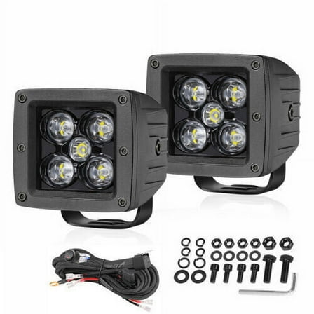 2X 3"inch LED Work Light Bar Spot Cube Pods Driving Fog Lamp Off Road Truck Wire
