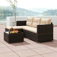 thumbnail image 2 of Resenkos Patio Furniture Sets,Outdoor & Patio Furniture Sets,2-Piece Outdoor Wicker Furniture Set with Tempered Glass Coffee Table and Soft Cushions-Beige, 2 of 11