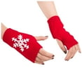 thumbnail image 1 of Gants Chauds de Noël pour Femmes en Tricot Coloré Brodé Neige Demi-Doigt Gants Mitaines Gants d'Hiver Rouges, 1 of 3