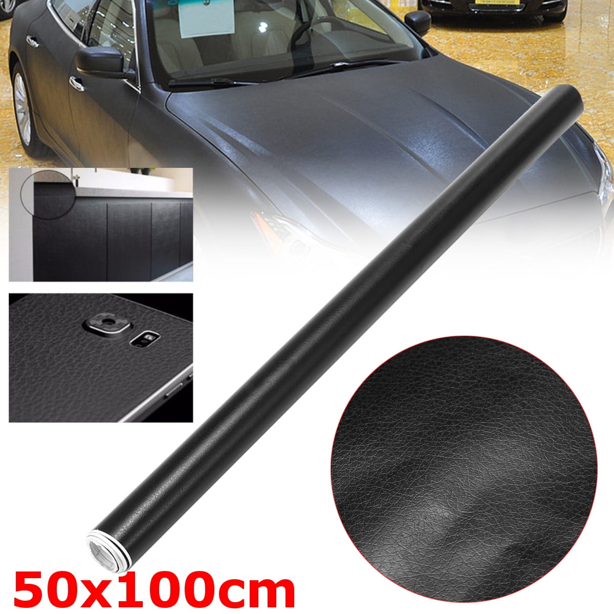 50X100cm Noir Cuir Grain Car Wrap Car Interior Vinyl PVC Car Sticker Decal   8 