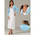 thumbnail image 2 of DARING DIVA Open Front Collar Shrug Cocktail Bolero Cardigan M Light Blue, 2 of 6