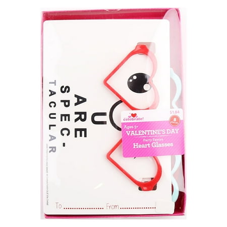 Way To Celebrate Valentine's Day Heart Glasses, 8 Count