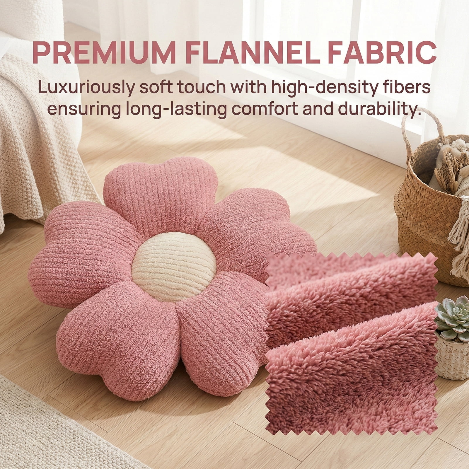 HonorHut 2 Pack Flower Shaped Throw Pillows Five Petal Flower Seating Cushions Cute Daisy Shaped Floor Cushion for Chair Couch & Room Decor Pink and Yellow