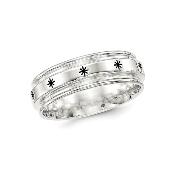 Gem & Harmony Mens Sterling Silver Fancy Wedding Band Ring (7mm) for Men