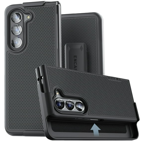 Encased DuraClip for Samsung Galaxy Z Fold 5 Belt Clip Case, Slim Phone Case with Holster (Black)