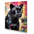 thumbnail image 2 of Designart "Popart Black Pink Panther portrait" Animals Canvas Art Print, 2 of 5