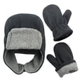 thumbnail image 5 of N'Ice Caps Boys Toddler Baby Fleece Sherpa Lined Trooper Hat & Mitten Winter Set - Grey, 5 of 7