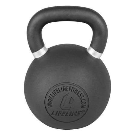 UPC: 0816142015174 | Lifeline 97 lb Cast Iron Single Silver Kettlebell