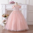 thumbnail image 5 of Wdgfv Elegant Off Shoulder Girls Dresses Tutu Skirt For Wedding Party Pageant Casual Wear Floral Appliques Gown, 5 of 9