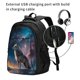 thumbnail image 2 of Balery Night Sky Wolf Mochila con carga USB para hombre y mujer - Mochila impermeable y antirrobo para laptop con puerto USB para viajes, trabajo, 2 of 7