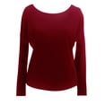 thumbnail image 4 of yunLCZ Womens Long Sleeve Shirts Women's Spring Solid Color Splicing Butterfly Lace Sexy Hollow Back Ribbed Long Sleeve T Shirt Work Office Casual Blouse, 4 of 4
