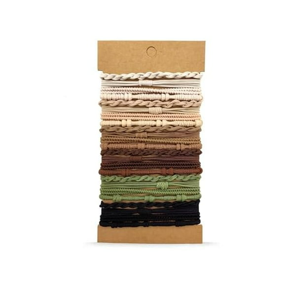 ZC24 Pcs Boho Hair Ties for Women, 4 Styles 6 Color No Damage Elastic Hair Tie Bracelet, Ponytail Holders Hair Bands for Thin or Thick Hair, Braided Hair Accessories