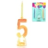 Novelty Place Multicolor Flashing Number Candle Set, Color Changing LED Birthday Cake Topper with 4 Wax Candles (Number 5)