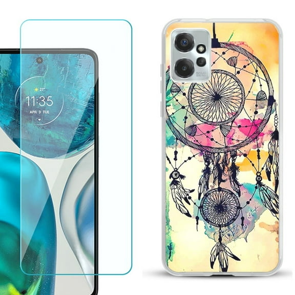 OneToughShield ® for Motorola Moto G Power 5G 2023 Shockproof Fashion Phone Case, with Tempered Glass Screen Protector - Dream Catcher Color