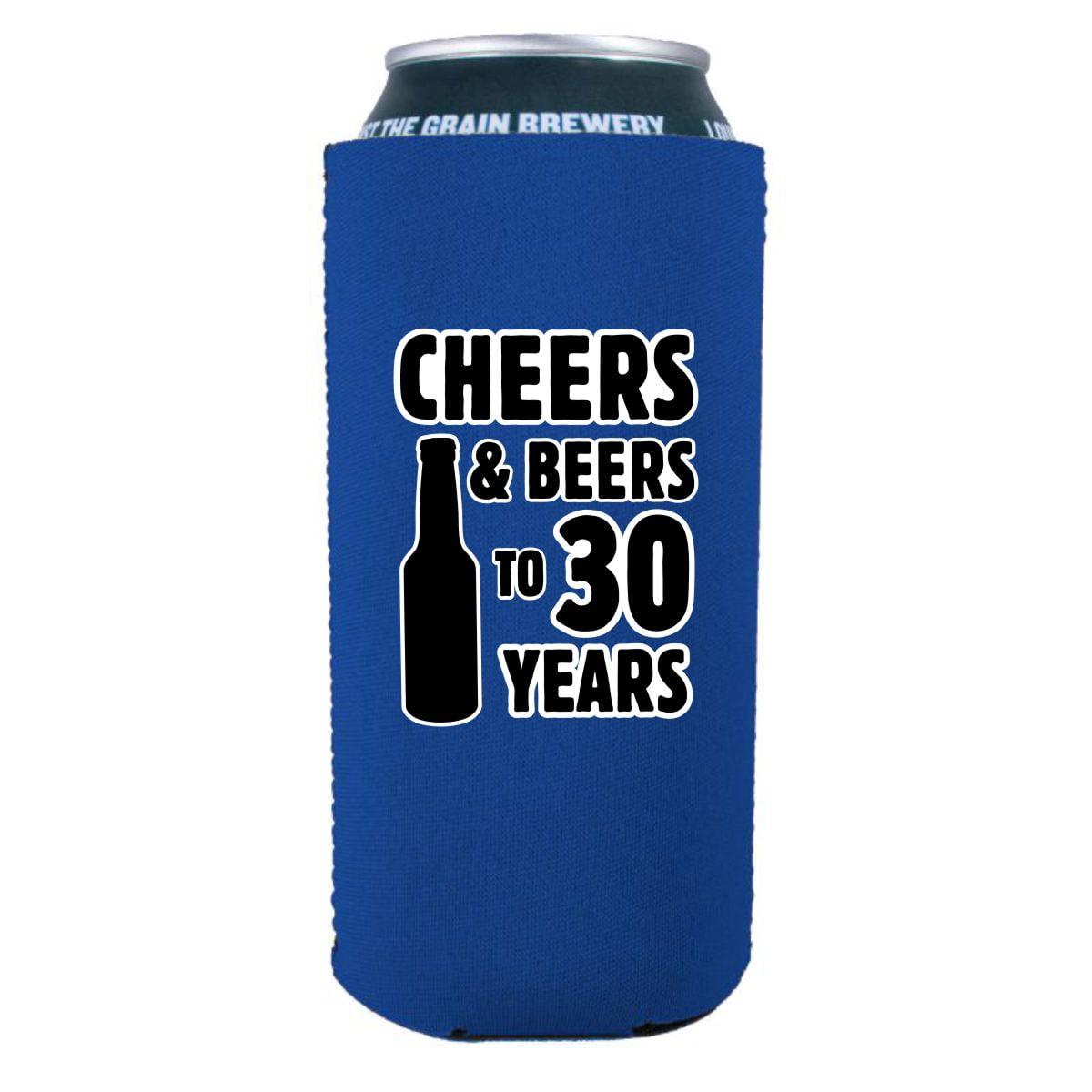 Cheers & Beers to 30 Years 16 oz. Can Coolie (Royal, 4 Pack)