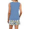 thumbnail image 3 of BOMYJESK Summer Sets Tank Square Neck Sleeveless Matching Floral Print Lounge Sets Trendy Lightweight High Waisted Pajama Set with Pocket Spring Light Blue M, 3 of 7