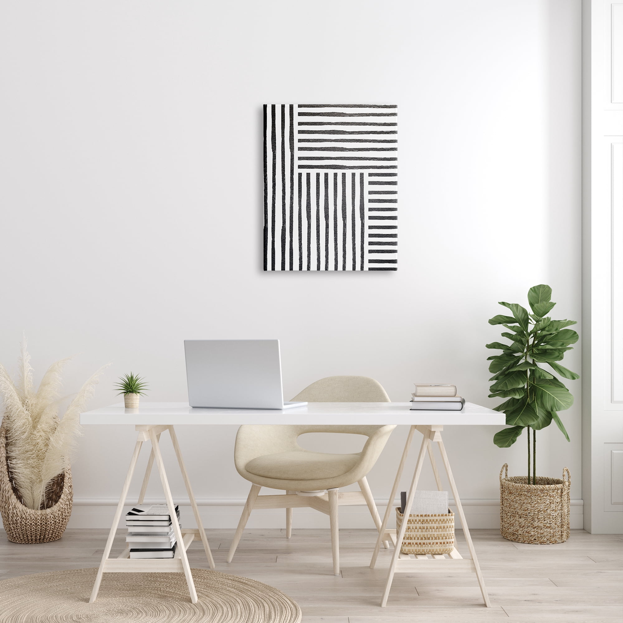 Stupell Industries Dominant Patterned Perpendicular Lines Modern Minimal Abstraction, 24 x 30, Designed by Leah Straatsma
