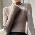 thumbnail image 4 of NMMUED Turtleneck Sweater Women Pullover Sweaters for Women Knit Sweater for Women Fitted Sweaters for Women, Brown S, 4 of 5