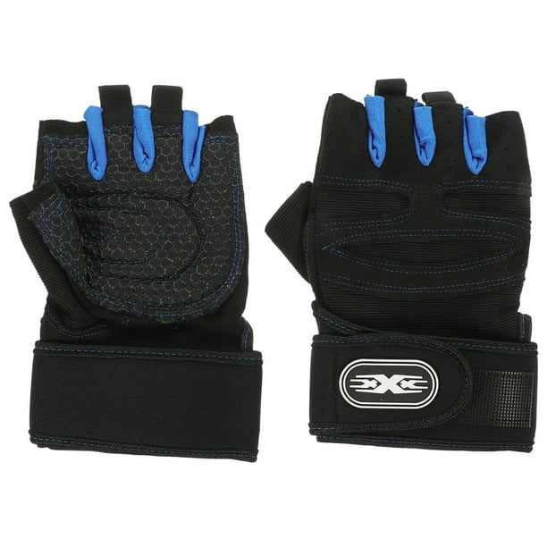 EeaseMX 1 par de guantes de medio dedo para fitness, para hombre, para montar a caballo al aire libre y levantamiento de pesas (azul oscuro, talla L)