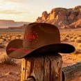 thumbnail image 4 of Homeyce USA American Flag Cowboy Hat Classic Patriotic Western Cowgirl Hat with Shapable Brim,Brown, 4 of 5