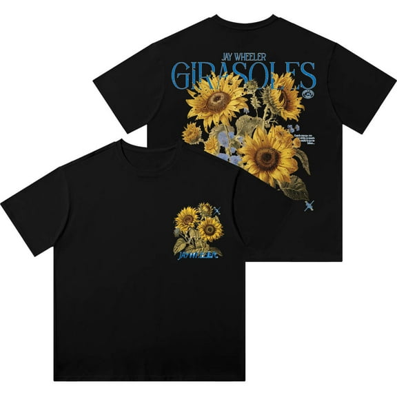 Jay Wheeler Botanical Wash T-Shirts Girasoles Album Merch Summer Unisex Cotton Short Sleeve Tee