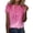 Pink, variant on Women's T Shirts Ladies Fashion Print Casual Point Sleeve Crew Neck Tee Top Womens Tees Hot Pink L