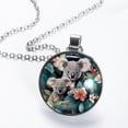 thumbnail image 2 of Koala Stunning Women's Circular Glass Pendant Necklace Jewelry, 2 of 5