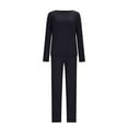 thumbnail image 3 of Vetsdori Pajamas Sets for Women Pockets Nightwear 2 Pieces Sleepwear Home Long Sleeved Tops and Pants , Home Lightweight Womens Pajamas, 3 of 7